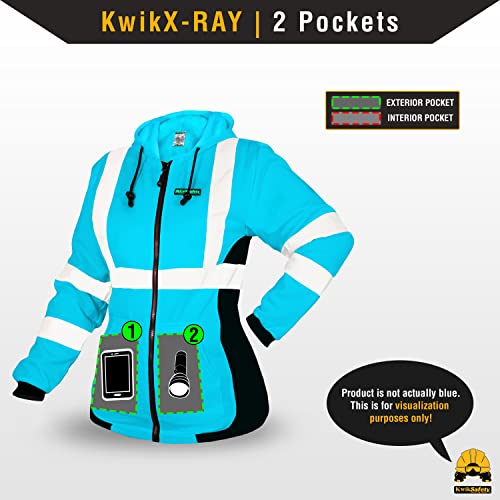 KwikSafety Women's Fleece Safety Hoodie Class 3 ANSI OSHA PPE - color: Orange, size: XX-Large