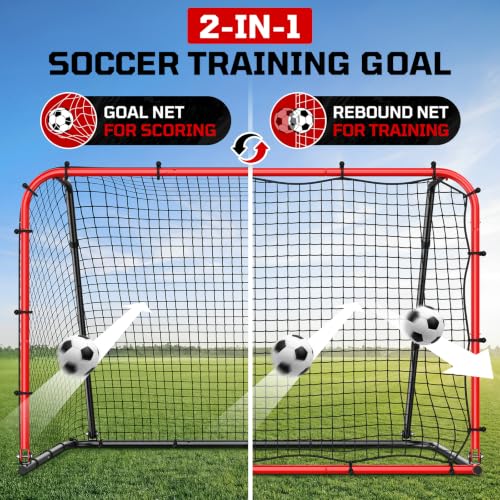 Haokelball 12x6/6x4 FT Soccer Goal for Backyard Portable Metal Frame - color: Red and Black