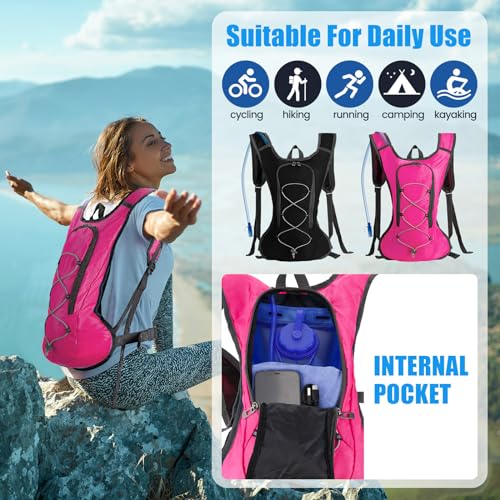 Wesiti 2 Pack Water Backpack Pack with 2L Hydration Bladder, Black, Pink - color: Black, Pink