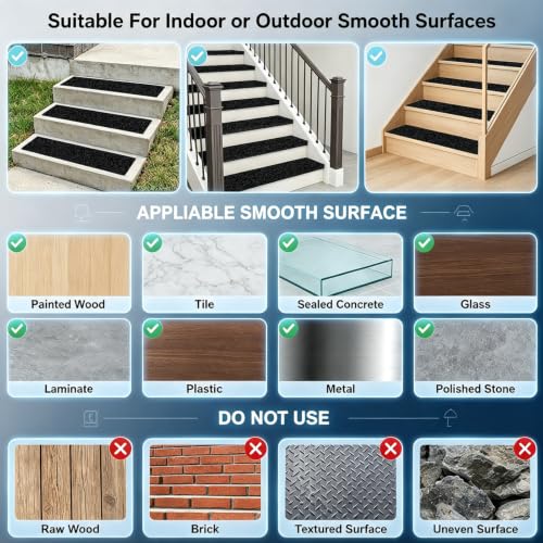 Non-Slip Stair Treads 6 x 24 inch 3-Pack Outdoor Grip Tape
