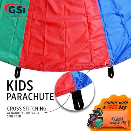 GSi Kids Rainbow Parachute 6 ft to 35 ft for School & Gym Class - size: 20 Feet
