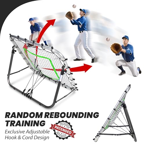 Baseball Rebounder Net 3x3 ft Dual Rebound Modes with Random Bounce Back