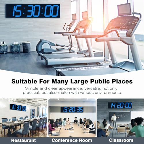 CHKOSDA Digital Wall Clock with Large Display, 28.4‘’LED 6-Digit Large Clock with Adjustable Brightness, Multifunction Digital Timer with Countdown and Stopwatch (Blue) - color: Blue