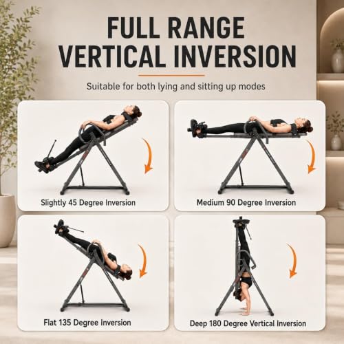 HARISON Inversion Table for Back Pain Relief, Decompression Back Stretcher - color: Gray-Black
