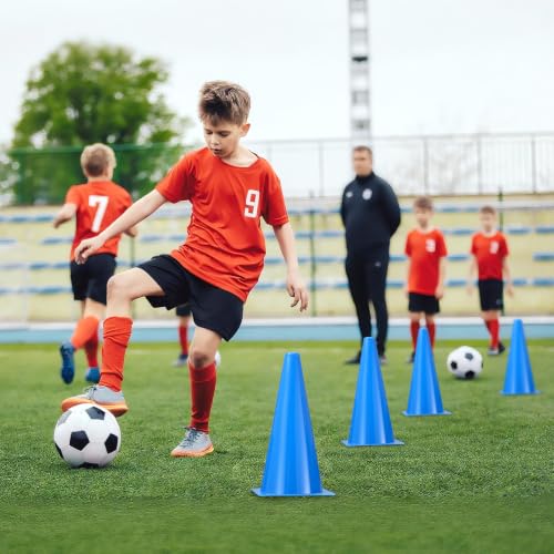 12 Inch Durable Cones,12pcs Versatile Plastic Traffic Cones and Soccer Cones for Sports Training,Agility Drills,Parking Safety,Basketball Training,Football Training. - color: blue