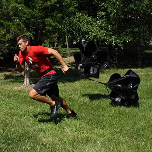 Kbands Training Dual 54 Inch Wind Resistance Speed Parachutes | 2 Durable Running Chutes to Increase Sprint Speed with Adjustable Belt