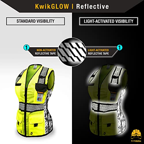 KwikSafety RoadBOSS Econ & Premium Safety Vest for Women Class 2 ANSI OSHA - color: Yellow (Limited Edition), size: Small