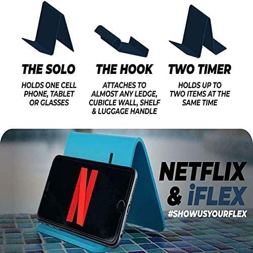 iFLEX Adjustable Cell Phone Stand & Tablet Stand for Work & Home – Flexible Phone Holder Perfect iPhone Stand for Video Calls & Holds Any Device – Non-Slip Grip, Strong & Durable (Dark Blue / 2-Pack)
