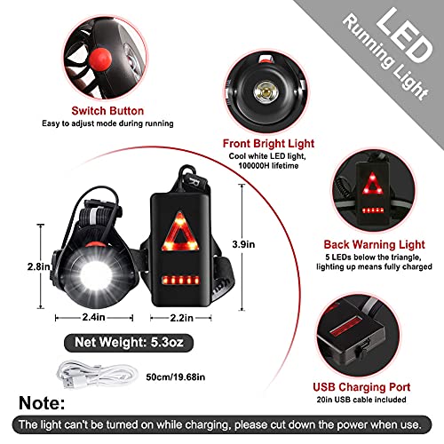 ALOVECO Outdoor Night Running Lights LED Chest Light Back Warning Light with Rechargeable Battery for Camping Hiking Running Jogging Outdoor Adventure (90° Adjustable Beam)