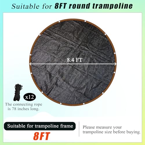Trampoline Shade Cover 8FT Round High-Density Trampoline Cover - size: 8FT