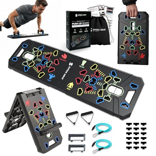 Push Up Board, 20-in-1 Foldable Pushup Board with Ergonomic Handles, Home Gym Workout Equipment for Chest, Shoulders, Triceps & Back, Portable Push Up Stand for Men & Women