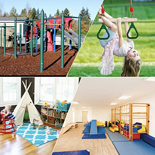 Trapeze Swing Bar with Rings, Wooden Trapeze Swing Bar for Indoor/Outdoor - color: Green