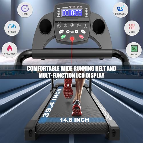 FYC Foldable Treadmills for Home, Portable Treadmill with Handles, 2.5HP Treadmills 300 lb Capacity, APP Control, Fitness Folding Walking Pad with LED Display