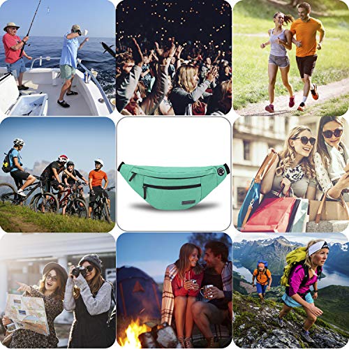MAXTOP Large Green Crossbody Fanny Pack Belt Bag for Women Men Passport Bag - color: Blackish Green