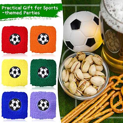 Zomiboo 24 Pcs Kids Sports Sweatbands Athletic Wristbands - color: 6 Colors, style: Soccer Style