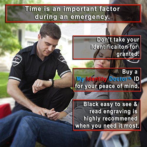 Mens Medical Alert Bracelet with Engraving, 316L Steel Link - style: Wrist Size: 6.75in/17.1cm