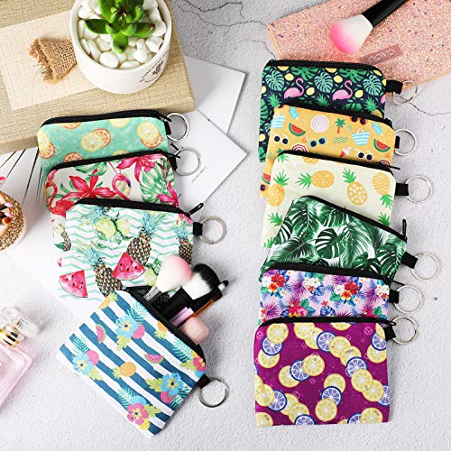 Boao 10 Pcs Mini Coin Purse, Zipper Change Wallet, Tropical Series - style: Tropical Series