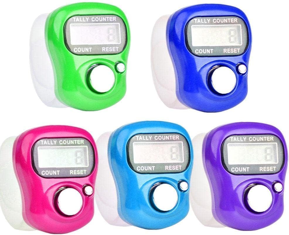 Blue Electronic Finger Counter Display LED Digital Row Counter, Handheld Number Click Counter, Electronic Finger Hand Tally with Ring for Counters Accessories,Track and Field Lap Counters