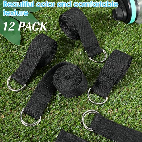 12 Pcs Yoga Strap 6Ft Exercise Stretch Bands for Flexibility with Adjustable Metal D Ring Buckle Loop Stretch Strap Non Elastic Yoga Belt Yoga Exercise Adjustable Straps for Pilates
