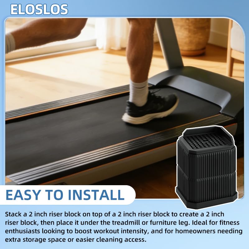 4 Pack Stackable Treadmill Riser Blocks, for Gym and Home Use - color: Black, size: 2 layer(4nches)