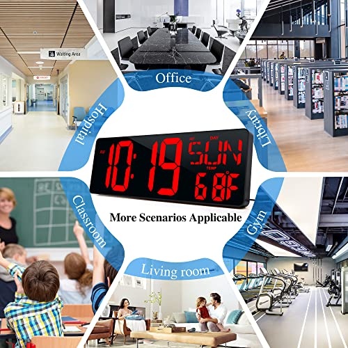 17.2" Large Digital Wall Clock with Bluetooth Auto Sync Time Big Timer - color: Black Shell