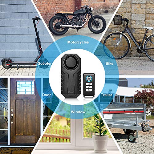 WSDCAM Bike Alarm with Remote 2 Pack, 113dB Wireless Anti-Theft Vibration Motorcycle Bicycle Alarm Vehicle Security Alarm System (Black) - size: 22R-03C Black