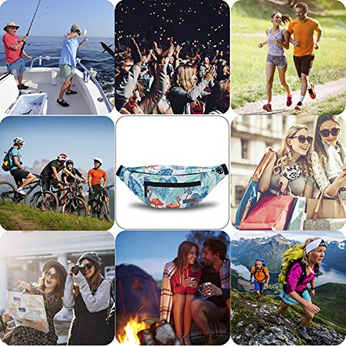 Large Fanny Pack Belt Bag with Adjustable Straps Waist Pack for Men Women - color: Flamingo Green