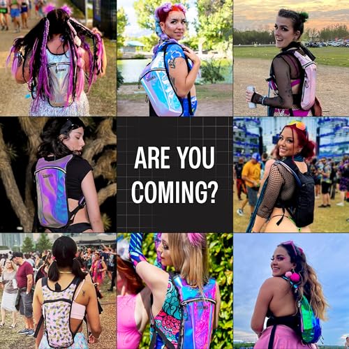 Sojourner Rave Hydration Pack - Hydration Backpack - Hydropack with 2L Bladder - Water Backpack for Festivals, Hiking, Running, Biking and More - color: Transparent - Purple