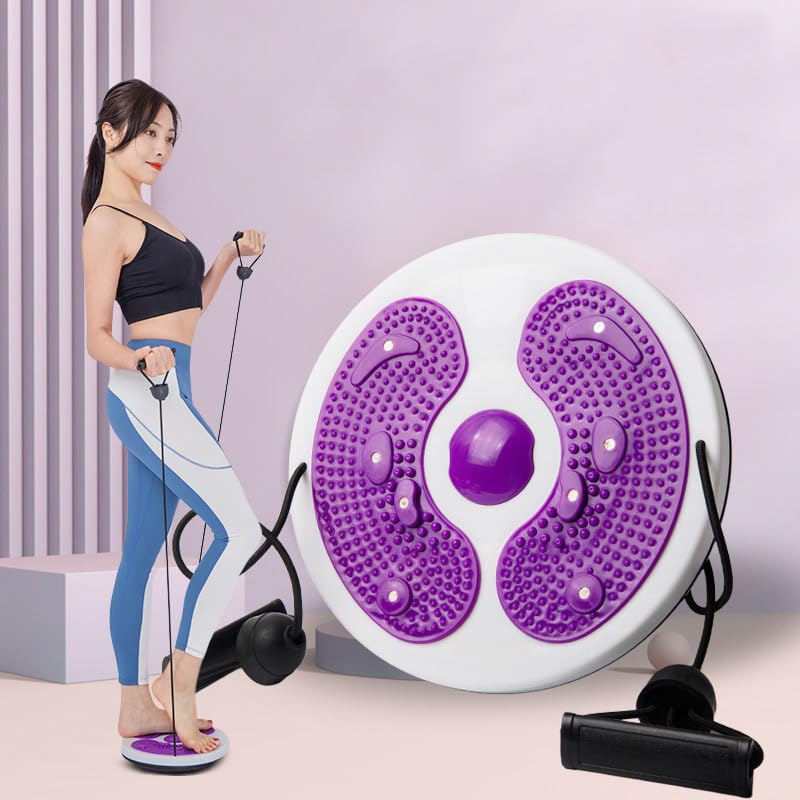 Ab Twist Waist Disc Board,Adjustable Waist Trainer Twisting Disc with Handles,Waist Slimming Balance Rotating Disc with Massage Foot Sole for Slimming Waist Arms Hips and Thighs - color: Purple