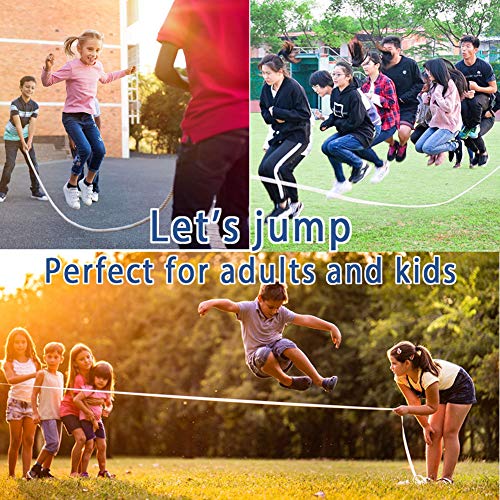 ACEONE Long Jump Rope, Multiplayer Skipping Rope with Wooden Handle for Kids and Adult, Team Group Jumping Rope for School Sport and Outdoor Activity - size: 23ft