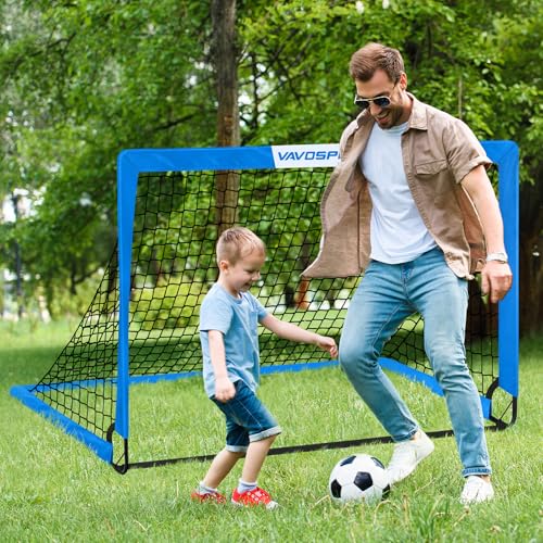 VAVOSPORT Kids Soccer Goals for Backyard Set of 2,Soccer Training Equipment - color: 4-Blue, style: 5 ft x 3.6 ft