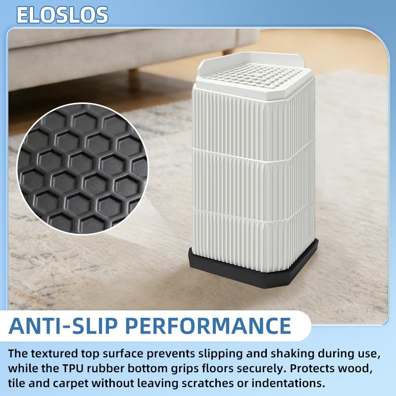 4 Pack Stackable Treadmill Riser Blocks, for Gym and Home Use - color: White, size: 3 layers (6in)