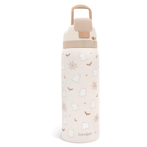 Halloween Boo Insulated Stainless Steel Water Bottle with Straw for Sports and Travel 32 Ounces for Women Girls Friends Teens Birthday (Brown) - color: Halloween 2, size: 32 Ounces