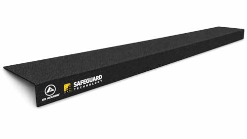 Safeguard Anti-Slip Stair Treads - Non-Slip Indoor Outdoor Step Grips & Traction Strips for Wood, Concrete & Decks, Industrial Grade FRP Fiberglass Bull Nose Design, Black - 36"x6"x1" (3-Pack) - color: Black, size: 36"x6"x1"