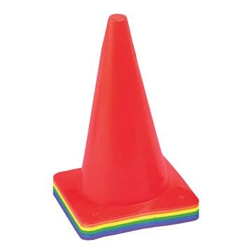 Palos Sports - Colored Cone Sets, Molded Plastic Cones, Lightweight and Easy to Stack, for Markers and Activities, School Equipment, Set of 6 - size: 9 Inch