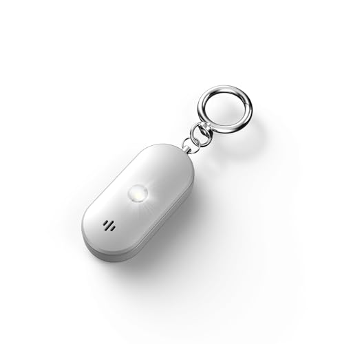 Personal Safety Alarm for Women, 130dB Rechargeable Keychain Alarm with Bluetooth SOS Alerts, Dual Speakers, Strobe Light, Low Battery Reminder, USB-C Emergency Siren for Travel(White) - color: White