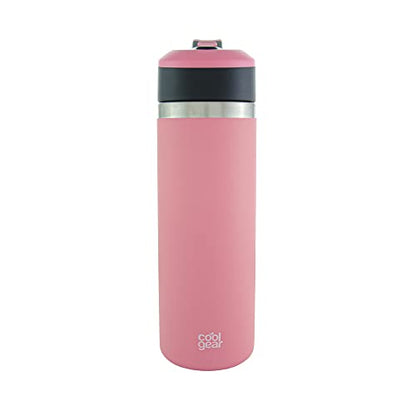 COOL GEAR 2 Pack System Pivot 22oz Stainless Steel Water Bottle | Silicone Tension Strap Water Bottle - Papaya/Blue - color: Papaya/Blue