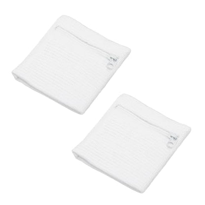 Wrist Wallet Wristband with Zipper, Cotton Wrist SweatBands Sports Absorb Sweat Wristbands - color: White
