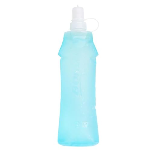 250/500ml Soft Flask Water Bottle, Collapsible TPU Sports Water Bottle with Bite Valve, Folding Flask for Running Hiking Cycling Camping(Blue-500ml) - style: Blue-500ml