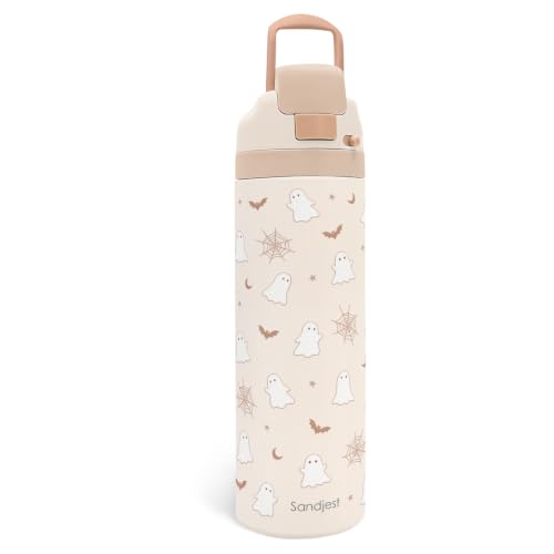 Halloween Boo Insulated Stainless Steel Water Bottle with Straw for Sports and Travel 24 Ounces for Women Girls Friends Teens Birthday - color: Halloween 2, size: 24 Ounces