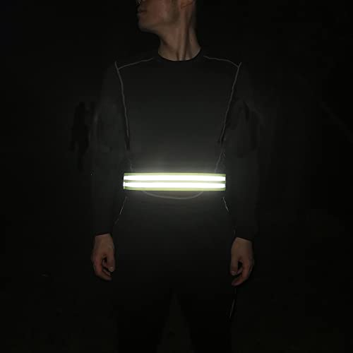 Reflective Running Gear,Reflective Bands for Arm/Wrist/Ankle/Leg,Biking Accessories for Women and Men - color: Yellow - 1 Belt - L