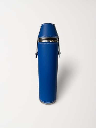 12oz Blue Flask with 4 Shot Glasses – Stainless Steel with Waterproof Leather Case, Leakproof, Discreet and Travel-Ready - color: Royal Blue, size: 12oz Standard
