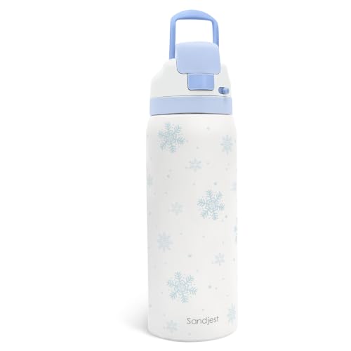 Snowflake Insulated Stainless Steel Water Bottle with Straw for Sports and Travel 32 Ounces for Women Girls Friends Teens Birthday - color: Christmas 1, size: 32 Ounces