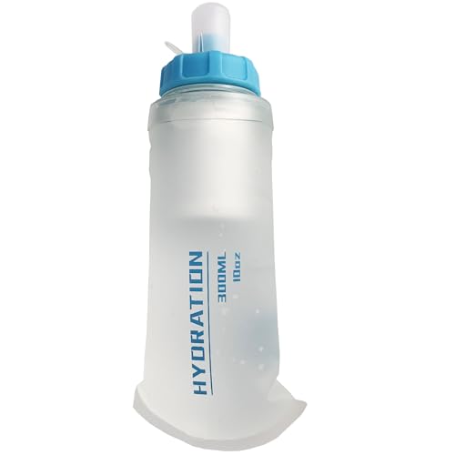 Collapsible Squeeze Soft Flask with Filter - Lightweight Bottle Water – 300 ml/10 OZ for Trail Running, Hiking, Travel, Cycling, and Fishing; BPA-Free (Transparent White) - color: White, size: 10.1 Ounces