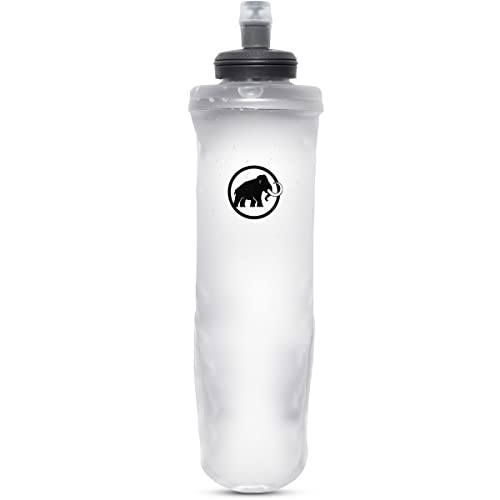 Mammut Soft Flask, Lightweight HydraPak Bottle, BPA/PVC-Free, High-Flow Silicone Bite Valve, Minimal Pack Volume, Freeze & Hot Water Safe for Trail Use, Transparent, 16.9 ounces, Logo 1 - color: Logo 1