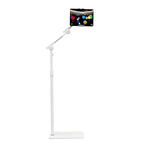 Tablet Floor Stand, 360° Rotating Adjustable Holder for 4.7"-13" Devices - color: White