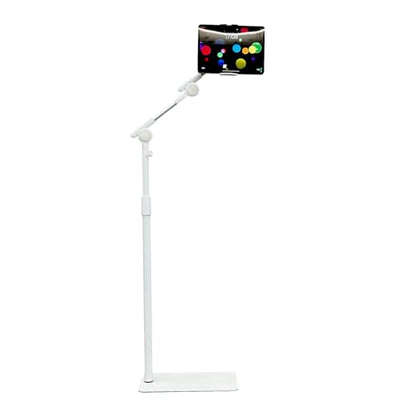 Tablet Floor Stand, 360° Rotating Adjustable Holder for 4.7"-13" Devices - color: White