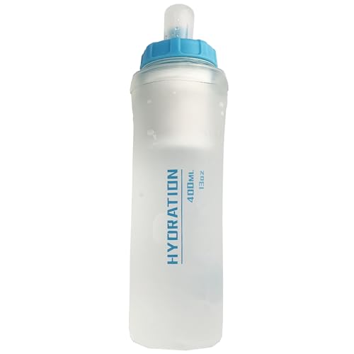 Collapsible Squeeze Soft Flask with Filter - Lightweight Bottle Water – 400 ml/13.5 OZ for Trail Running, Hiking, Travel, Cycling, and Fishing; BPA-Free (Transparent White) - color: White, size: 13.5 Ounces