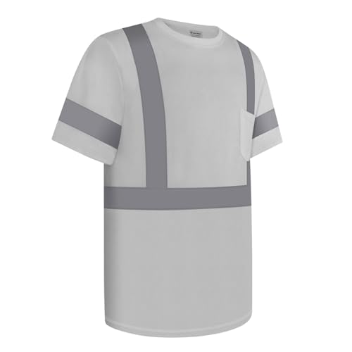 Work Shirts for Men ConstrUCRtion Class 2 High Visibility Shirts, Hi Vis Reflective Safety T-Shirts for Men Women, Short Sleeve Work Shirts, Durable to Use, UCR-Light Grey XL - color: 1pc Light Grey, size: X-Large