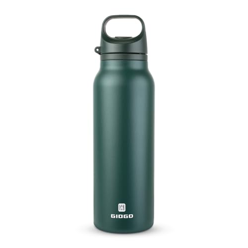 Insulated Thermo Water Bottle with Handle 20oz Stainless Steel Water Bottle Metal Water Flask Water Bottle for Hot and Cold Drink for Hiking, Workout, Gym, Travel (Green, 600ml) - color: Green